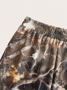 Muchica 女款松紧腰枝形印花直筒宽松针织运动裤 - 棕色 - 查看 5