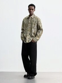 Maija Áo sơ mi nam tay dài cổ hở họa tiết Paisley mới mùa xuân 2025, dáng rộng thường ngày, đa năng cho hàng ngày, tiệc năm mới, hẹn hò, kỳ nghỉ - Nhiều màu - Xem 2