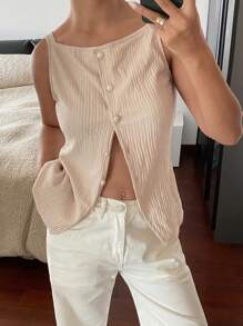 SHEIN Frenchy 女士纯色单排扣休闲百搭吊带背心