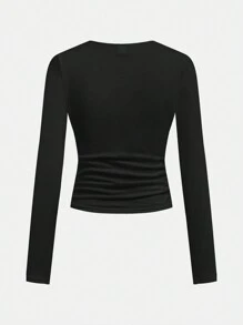 SHEIN Girlism 少女 1 送 2 3 件/套，针织纯色针织豹纹，休闲，圆领褶皱长袖 T 恤 3 件/套 - 彩色 - 查看 10