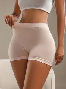 Women's Solid Color High Waist Casual Antiexposure Shorts - Apricot - View 3