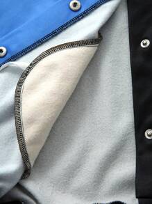 SHEIN Teen Boys Fleece Star Print Retro Long Sleeve Cardigan Jacket - Multicolor - View 5