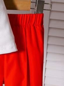 女婴红色背心，配长袖上衣和西裤 - 紅色 - 查看 3