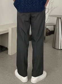 DAZY Men's Solid Color Front Button Pocket Simple Casual Suit Pants