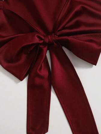 SHEIN Privé Date Night Tie Back Satin Concert Crop Cami Top