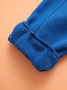 THE HAPPY LOOK Young Girl Blue Letter Print Elastic Waist Pocket Casual Jogger Pants, Autumn/Winter