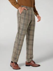 Manfinity VCAY 男士格子斜口袋梭織長褲 - 彩色 - 查看 1