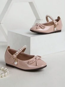 1 Pair Girls Butterfly Decor Mary Jane Soft Sole Princess Ballet Flats, Suitable For Spring/Autumn