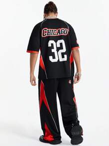 Manfinity VCAY Men's Digital Print Loose Knit Short Sleeve T-Shirt Set - Black - View 6