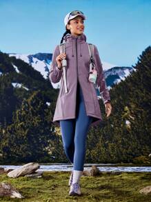 In My Nature Women's Solid Color Thermal Lined Zip-Up Hooded Outdoor Jacket - Purple - View 12