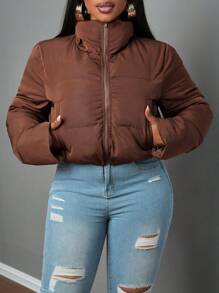 Slaydiva Outono/Inverno Novo Logotipo de Carta Bordada Casaco Feminino Acolchoado com Capuz