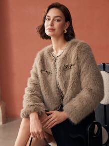 MOTF PREMIUM BOXY CONTRAST BINDING FUZZY JACKET