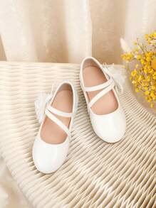Girls Casual White Princess Flat Shoes, Spring/Autumn - White - View 5