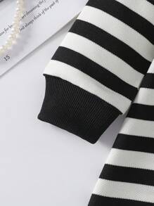 SHEIN Playful Pals 轻盈女婴条纹领长袖连衣裙，春秋装 - 彩色 - 查看 6