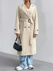 SHEIN Unity 女士風衣外套 - 杏色 - 查看 5