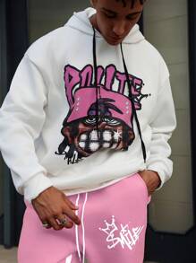 Manfinity Streetrush Completo uomo con felpa con cappuccio e grafica a cartone animato, stile hip hop