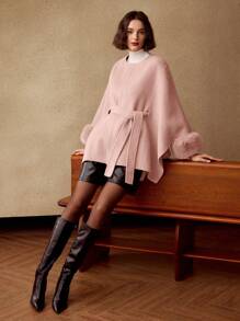 MOTF PREMIUM WOOL FUZZY CUFF OVERCOAT - Pink - View 1