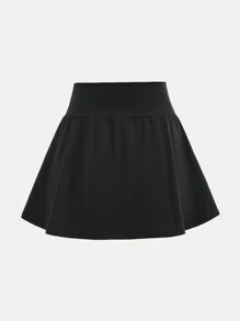 SHEIN Girlism 少女浅灰色纯色简约休闲运动衫和迷你裙套装，校园风裙子