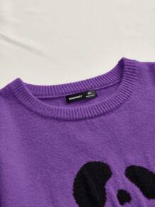 Manfinity VCAY Men's Knit Casual Loose Fit Drop Shoulder Long Sleeve Sweater, Young & Daily Wear, For Fall Winter, Couple Things - Purple - View 3