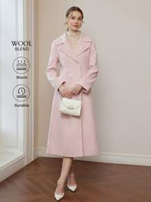 MOTF PREMIUM WOOL LAPEL COLLAR SOLID PEA OVERCOAT