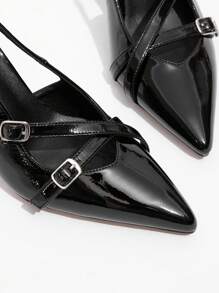 CUCCOO BIZCHIC Women's Back Strap Bowknot Decor High Heel Pumps, Wine Red For Spring Shoes Spring Break Easter For Christmas Spring Shoes - Black - View 5