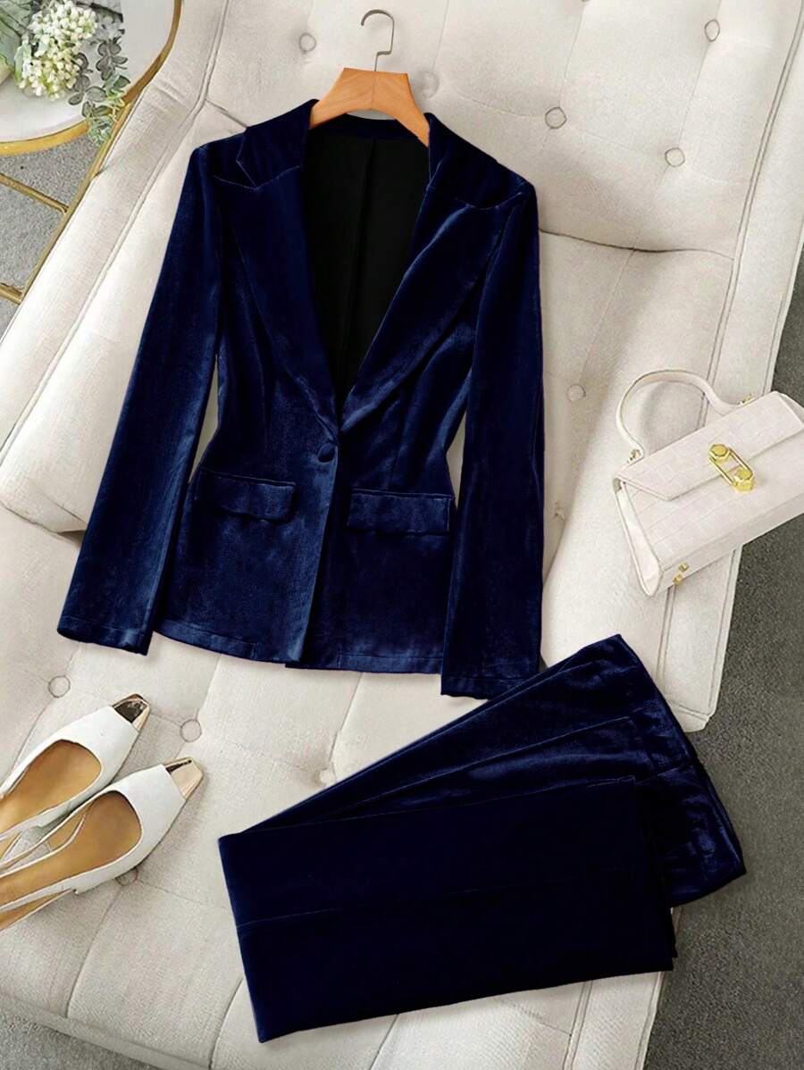 GlowEve Women's Autumn/Winter Fashion Velvet Suit Set Fall Cloth For Women