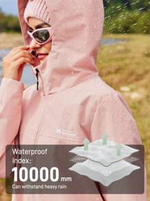 Women's Solid Color Long Sleeve Zip Front Hooded Casual Outdoor Jacket - Pink - View 2