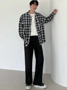 DAZY Men's Solid Color Simple Casual Long Pants,Fall Clothes - Black - View 4