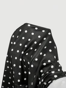 SHEIN MOD Vestido con cuello drapeado y estampado de lunares para mujeres, ropa de otoño, vestido de mujer para Año Nuevo, vestido de baile de máscaras, vestido de mujer, vestidos elegantes de mujer - Negro - Ver 5