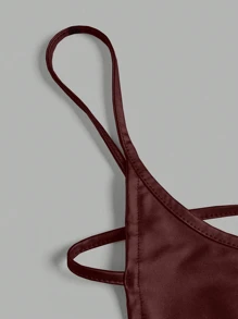 EgrlEra Women Simple Solid Color Spaghetti Strap Tank Top, Casual For Everyday Wear - Burgundy - View 5
