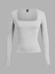 SHEIN Essnce 4pcs Square Neck Tee - Multicolor - View 3