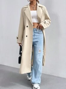 SHEIN Unity 女士風衣外套 - 杏色 - 查看 6