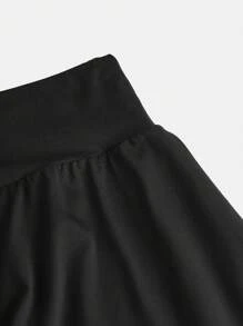 SHEIN Girlism 少女浅灰色纯色简约休闲运动衫和迷你裙套装，校园风裙子