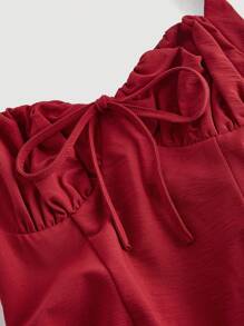 SHEIN MOD Women's Halter Neck Ruched Bow Swing Dress, Red Color Party Women Outfits,New Years Eve Outfit,Masquerade Ball Dress,Birthday Women Outfits,Sexy Red Dress,Dress With Bow Dress,Princess Women Dress For New Year