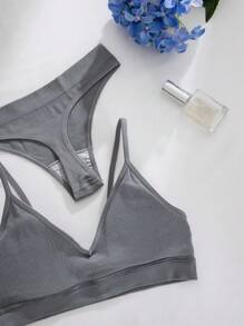 6pcs/Set Seamless Wireless Thong Panty, Casual Series