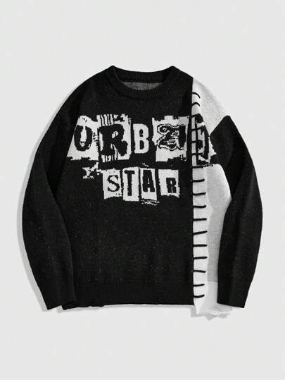 Street Life Jersey con diseño de bloques de color y letras para hombre