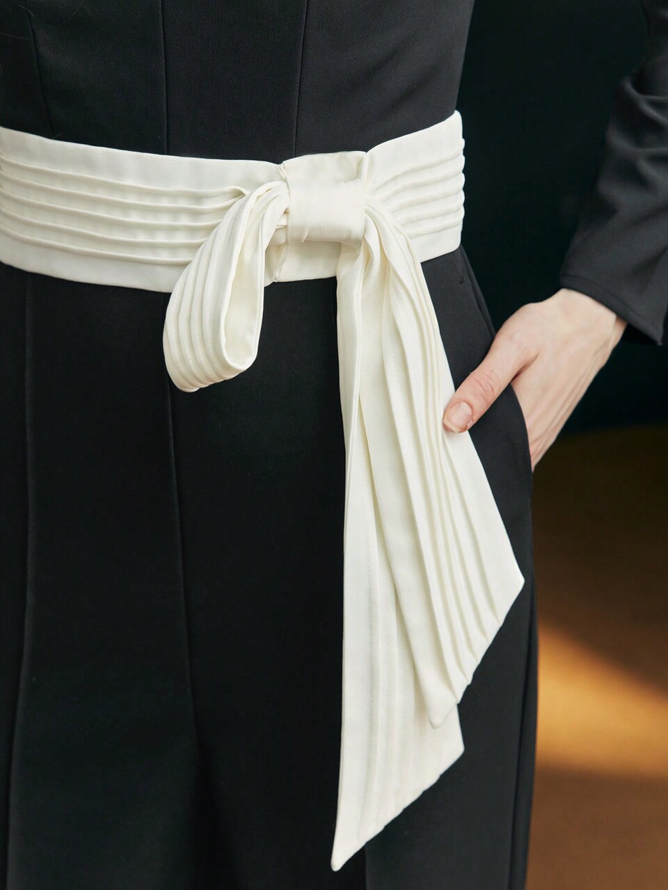 KNOT WAIST PRESS CREASE JUMPSUIT
