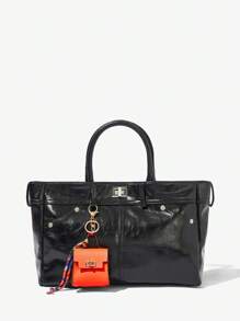 SHEIN SXY Gantungan Kunci Mini, Dompet Koin Kecil Portabel, Tempat Earphone, Dekorasi Tas - Jeruk - View 5