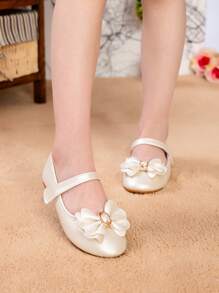 Bailarinas elegantes con lazo para niñas, adecuadas para fiestas y reuniones en otoño/invierno - Champán - Ver 3