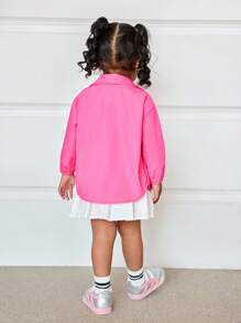 SHEIN Set de 3 piezas para bebé niña: Camiseta rosa linda, falda plisada cintura elástica y camisa, para primavera/verano