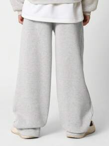 SUMWON Kids Unisex Loose Fit Jogger With Front Print - Grey - View 4