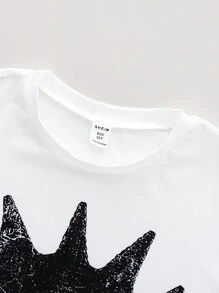 SHEIN Boys' Cartoon Portrait Reversible Graphic Tee - White - View 5