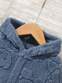 SHEIN Đầm trẻ sơ sinh và trẻ mới biết đi ấm áp dễ thương thú vị thường ngày bằng vải nhung dày, thích hợp cho việc đi chơi vào mùa thu/đông - Màu xanh bụi bặm - Xem 5