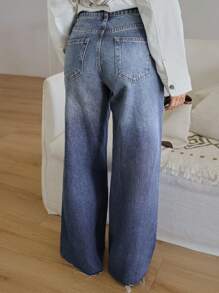 RueChic Women's Front Button Pocket Simple Denim Jeans, Casual Everyday Wear - Medium Wash - View 2