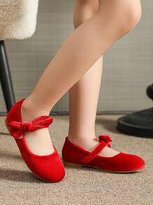 Girls Flat Red Children Shoes, Children Red Shoes, Girls Princess Doll Shoes - Red - View 7