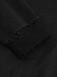 Manfinity EMRG 男士休闲口号与天使印花圆领长袖宽松运动衫，秋季 - 黑色 - 查看 4