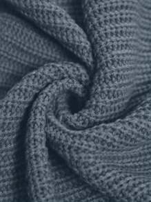 SHEIN Clasi Plus Size Bow Decor Simplistic Long Sleeve Cardigan, Casual Everyday Wear - Dusty Blue - View 4