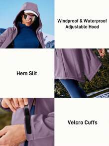 In My Nature Women's Solid Color Thermal Lined Zip-Up Hooded Outdoor Jacket - Purple - View 6