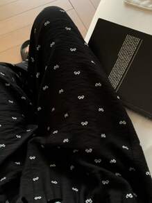 DAZY 宽松蝴蝶结印花睡裤，秋冬款