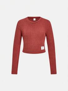 SHEIN Tween Girl Casual Loose Fitting Stand Collar Simple Comfortable Long Sleeve T-Shirt & Flared Pants 2 Pieces Set